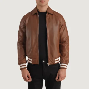 Shane Brown Leather Bomber Jacket