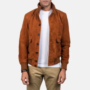 Bomia Ma-1 Brown Leather Bomber Jacket