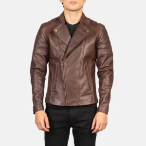 Allaric Alley Distressed Brown Leather Biker Jacket