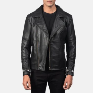 Cooper Black Leather Varsity Jacket