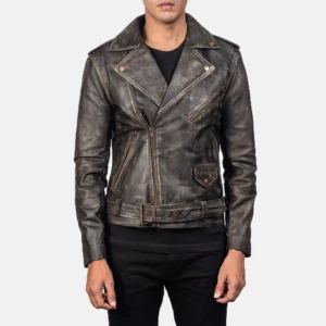 Raiden Black Leather Biker Jacket