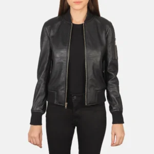 Ava Ma-1 Black Leather Bomber Jacket
