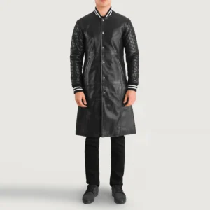 Wilde Black Leather Varsity Coat